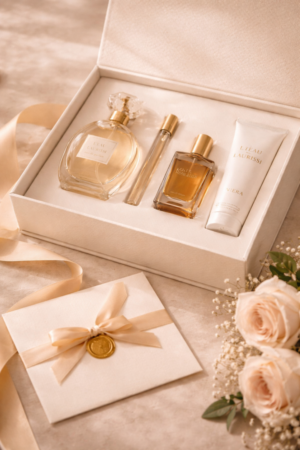 Luxury perfume gift set beautifully presented in an elegant box, perfect for special occasions